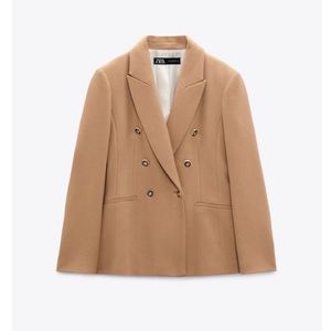 Zara Double Breasted Pique Blazer